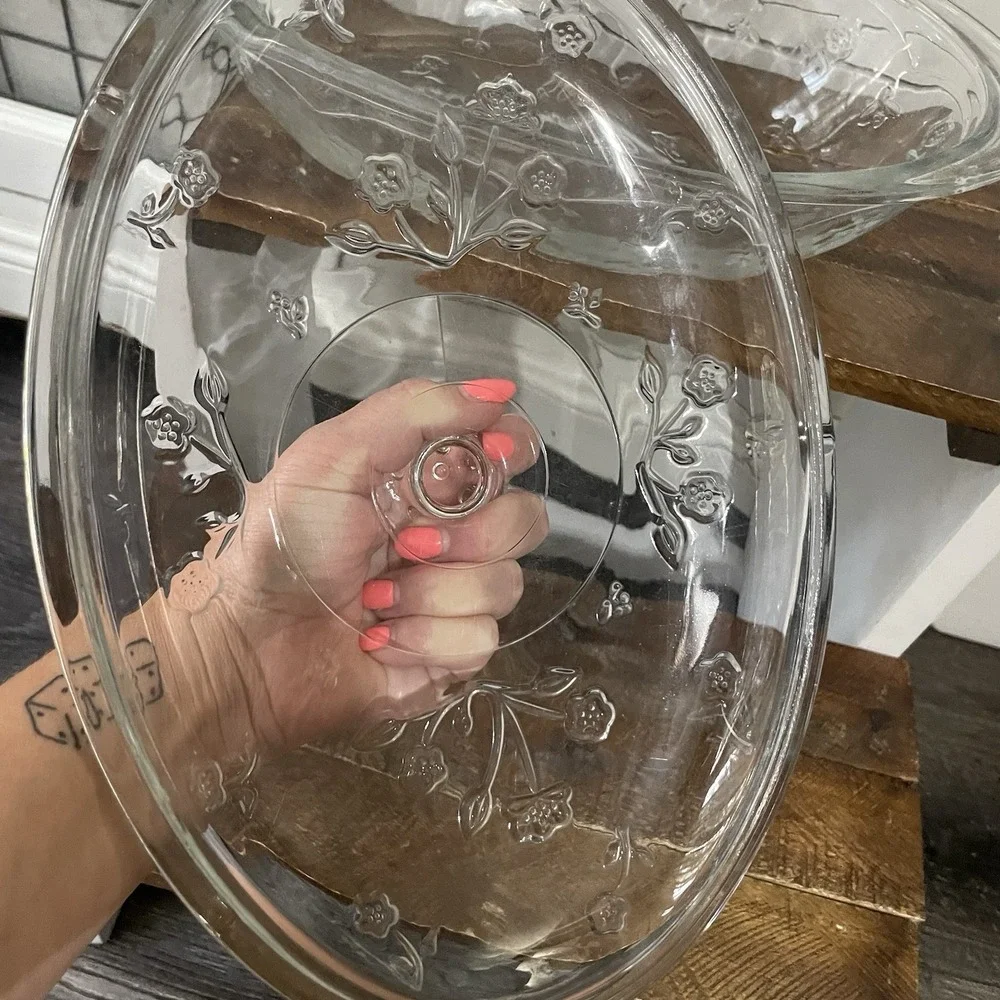 1960s Anchor Hocking Savannah Clear Oval‎ 2qt. Casserole Dish w/Covered Lid
